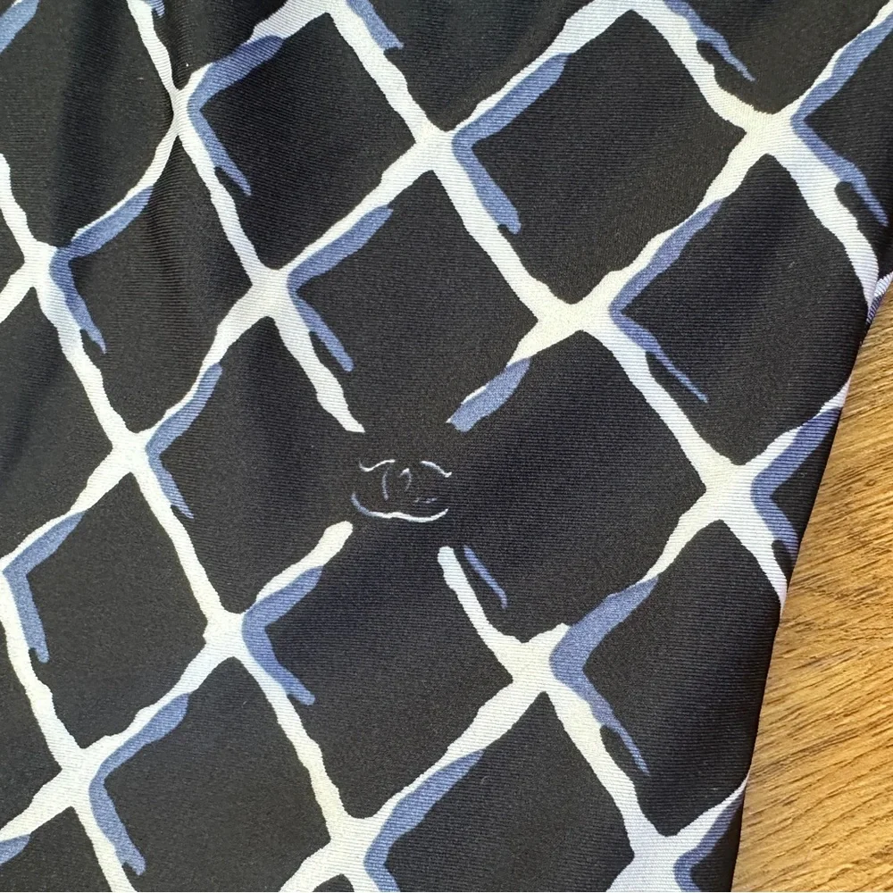 CHANEL Black Lattice-Print One-Piece Swimsuit